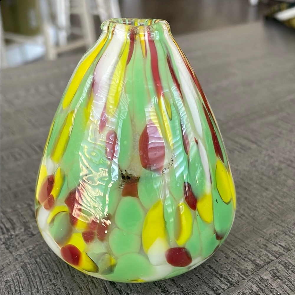 Multi-colored Hand- blown Bud Vase